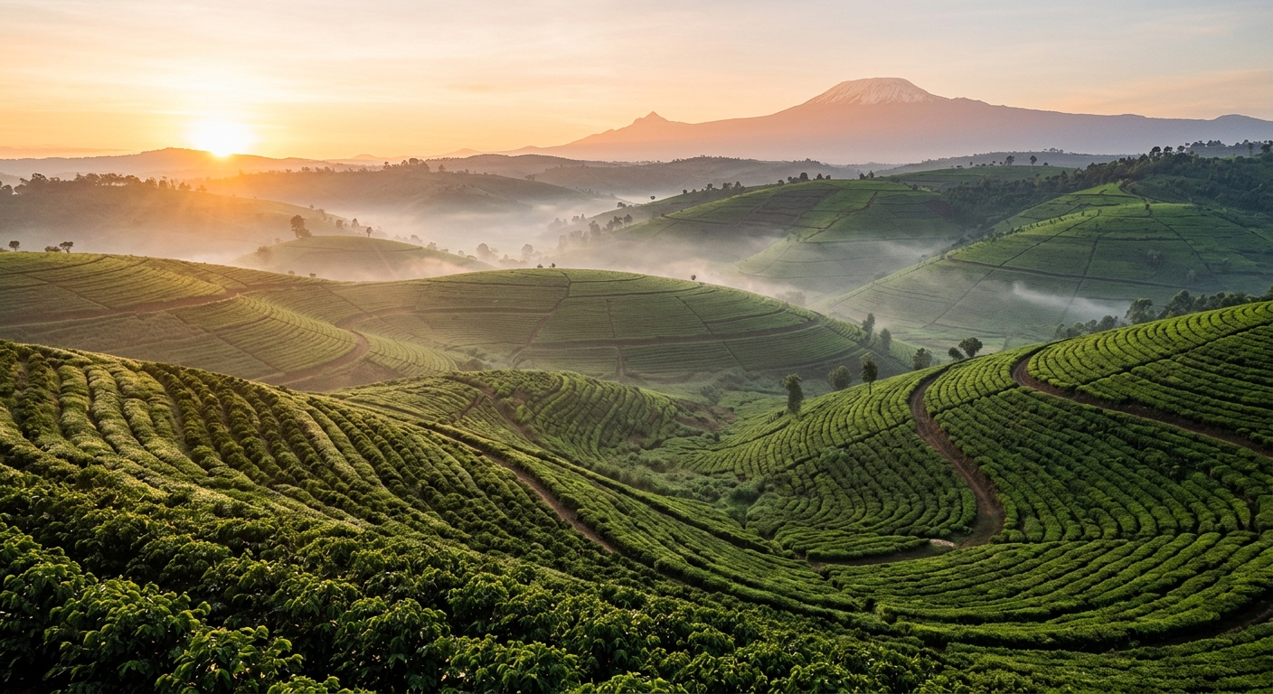 Tanzanian highlands plantation at dawn