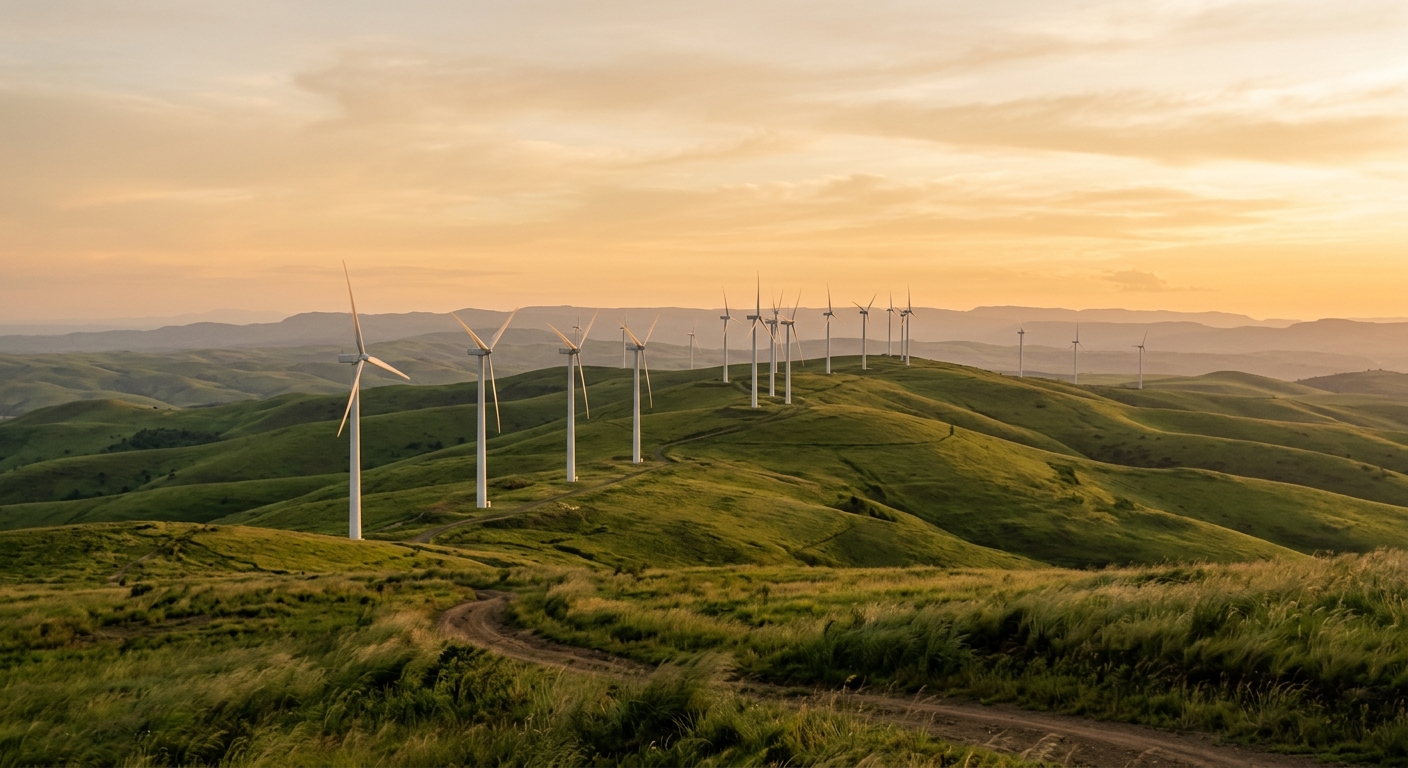 Wind turbines on Tanzanian highlands